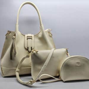 Beige læder taske
